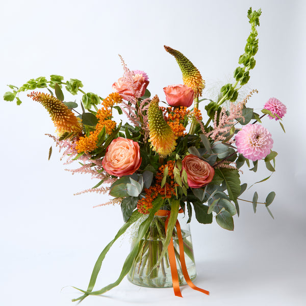 B of the Bang (Kniphofia / Roses / Asclepias / Astilbe / Dahlia / Mollucella / Eucalyptus)